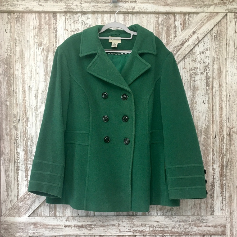 St. John's Bay Green Wool Peacoat